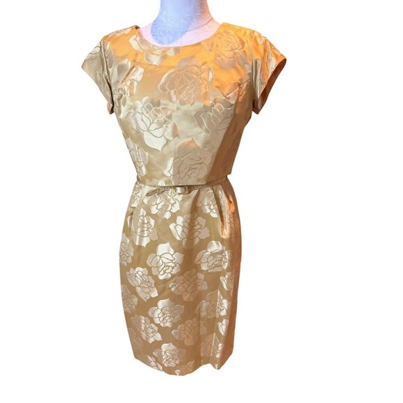 Vintage 60s Womens CocktailDress & Top Size 6 Gold Lame Brocade Matching Belt